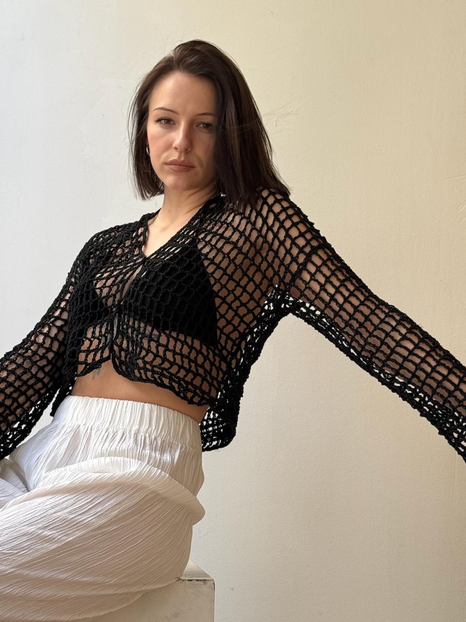 Black Mesh Shirt